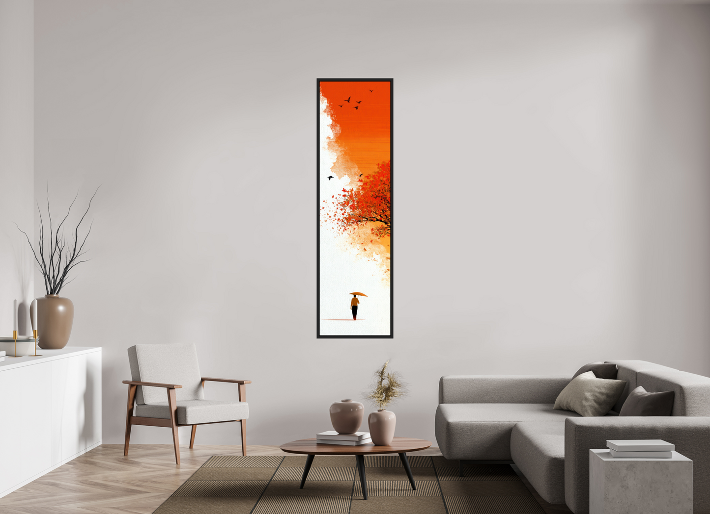 20 x 72″, Fine Art Print on Aluminum Dibond with Boarder Autumn Walk