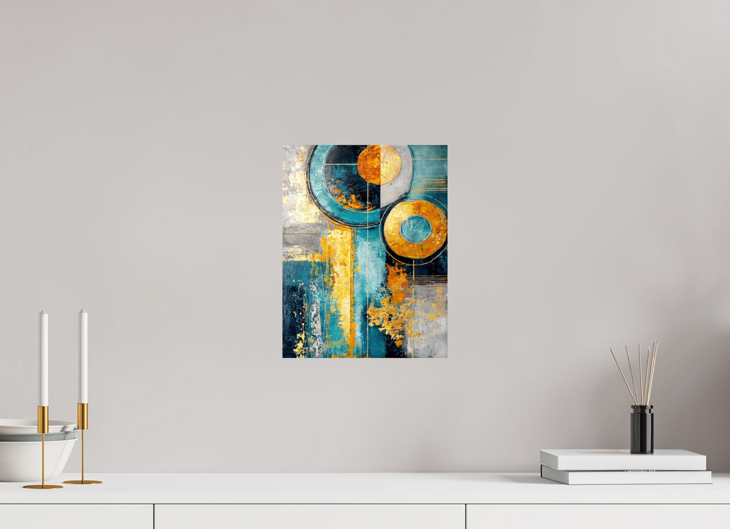 10 x 12.9″, Fine Art Print On Aluminum Dibond Abstract Gold Paint 3