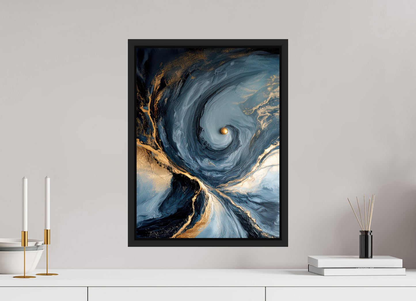 15 x 20″, Fine Art Print on Aluminum Dibond with Boarder Abstract Ocean Gold