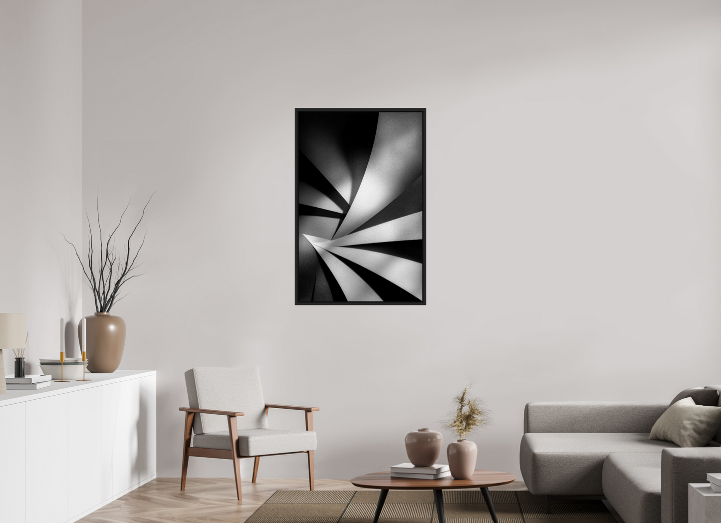 28 x 42.8″, Fine Art Print on Aluminum Dibond with Boarder Abstract B&W 2