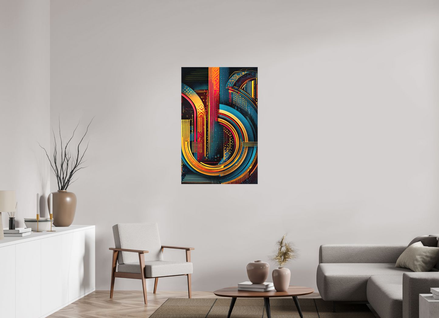 28 x 43.1″, Textile on Canvas Abstract Jazz