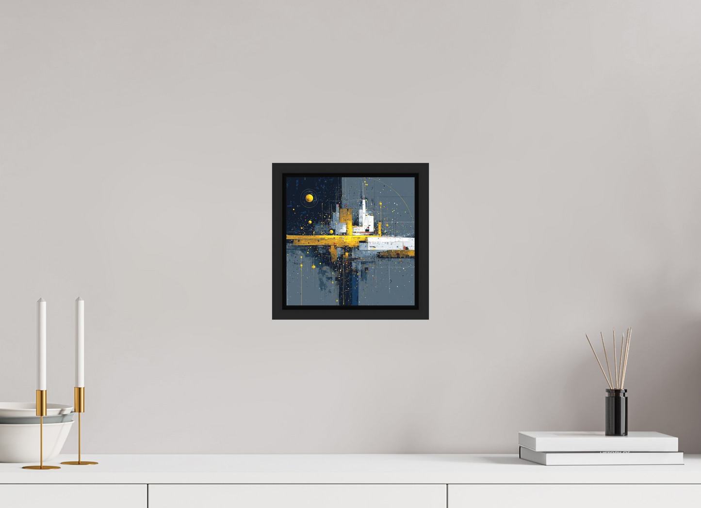8 x 8″, Photo Print on Aluminum Backing with boarder Abstract City