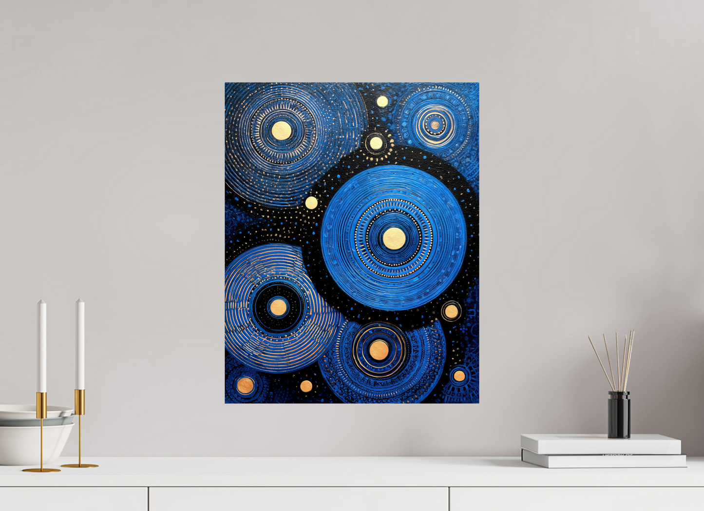 16 x 20.2″, Fine Art Print On Aluminum Dibond Blue Circles