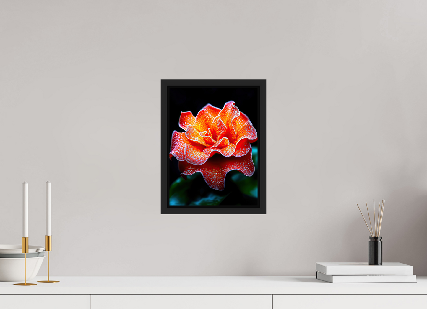 9 x 12″, Fine Art Print on Aluminum Dibond with Boarder Orange Flower
