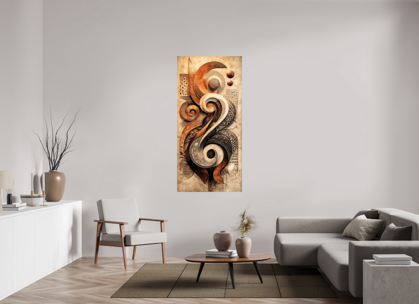 32 x 67″, Fine Art Print On Aluminum Dibond Abstract Shapes 2