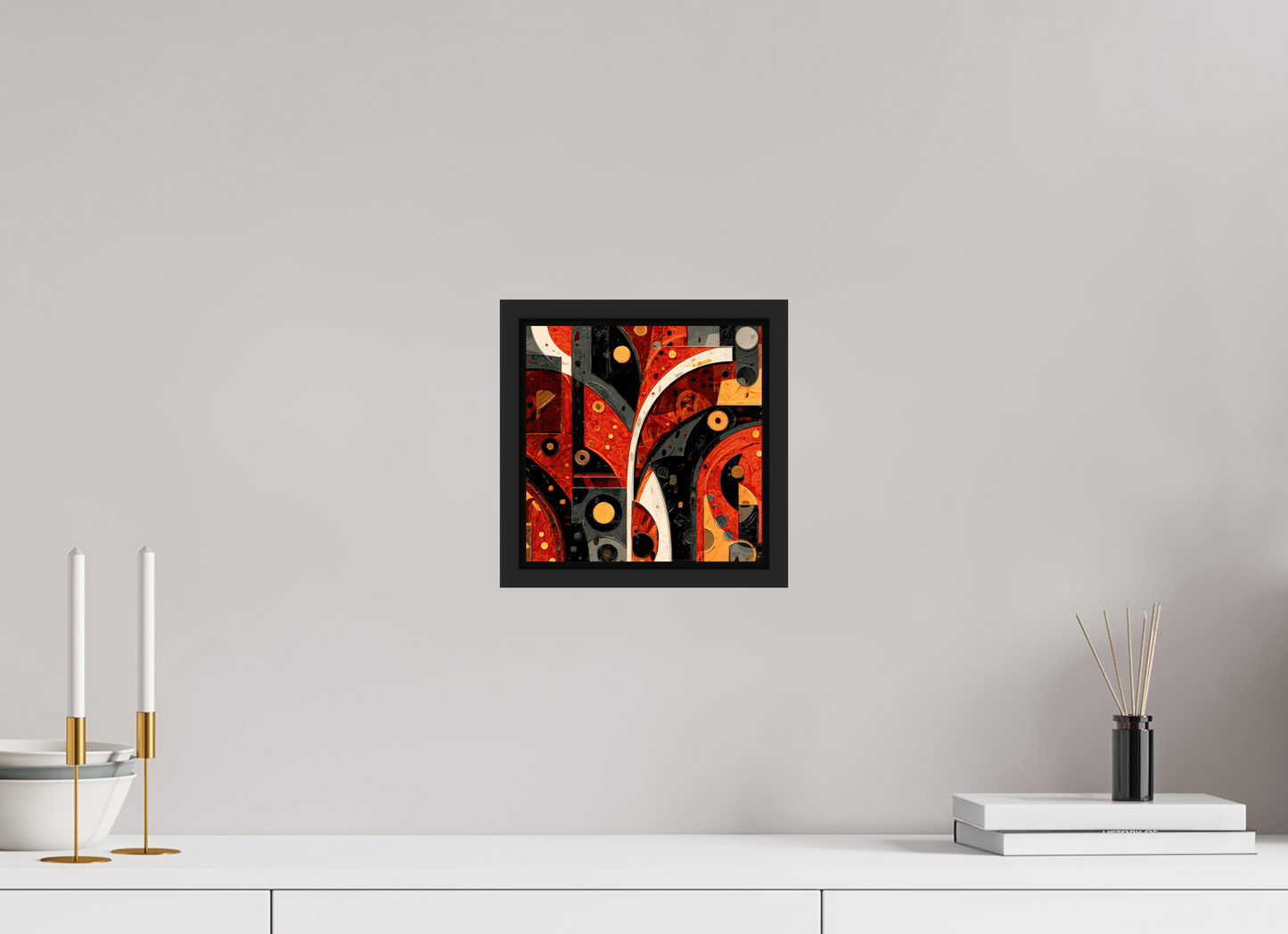 8 x 8″, Fine Art Print on Aluminum Dibond with Boarder Abstract Chaos