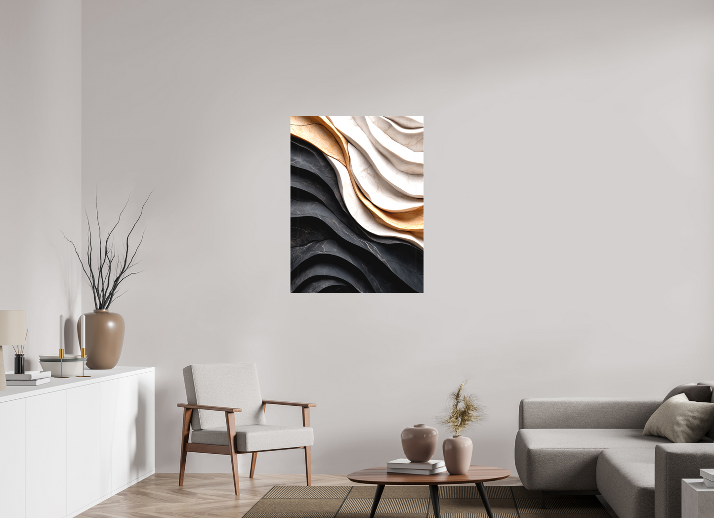 30 x 40″, Textile on Canvas Marble Wave