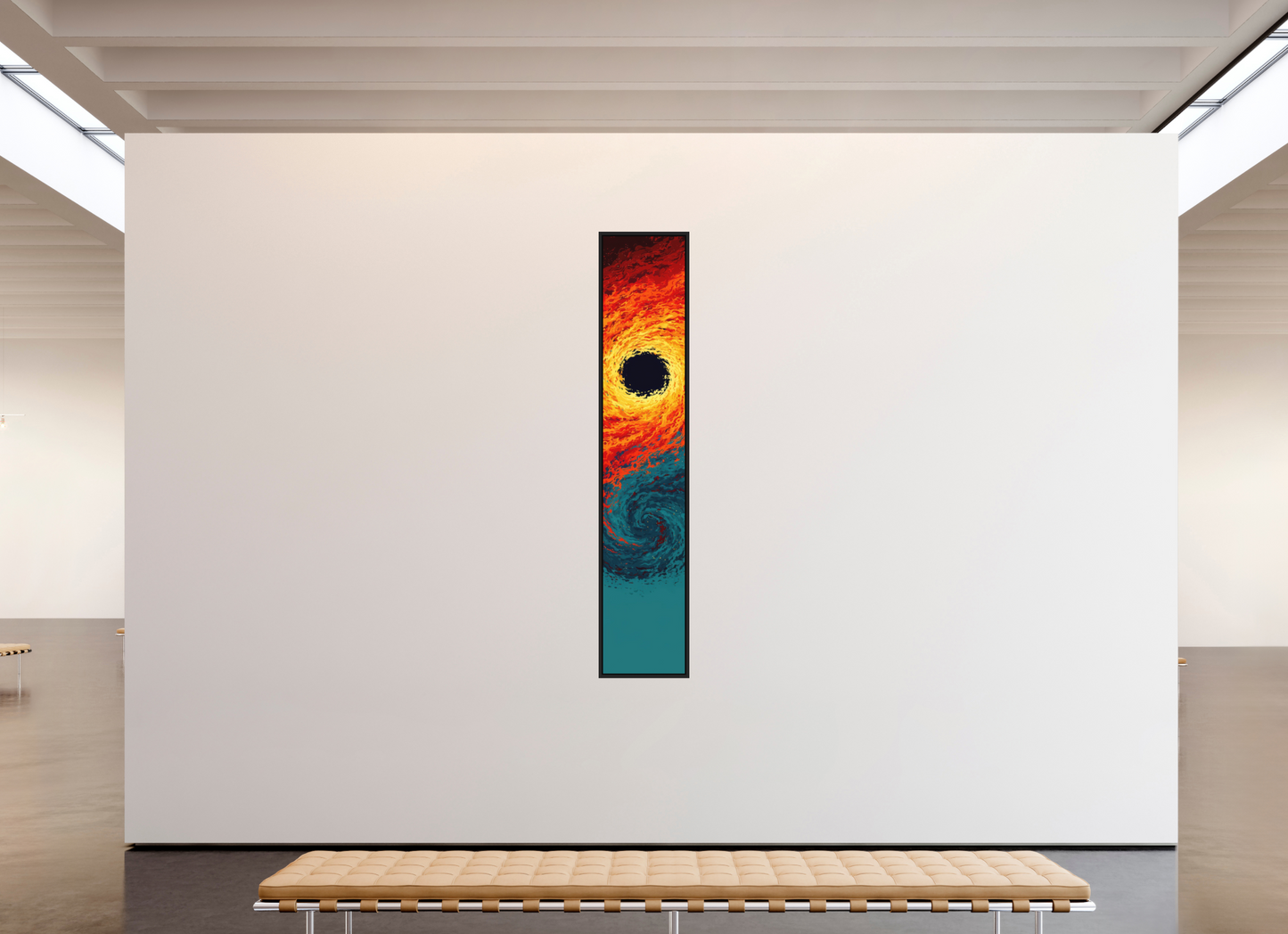 16 x 85.5″, Photo Print on Aluminum Backing with boarder Abstract Fire & Ice Swirl