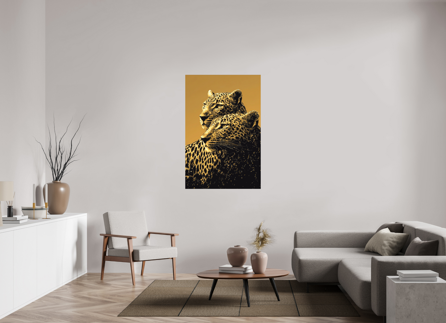35 x 53″, Photo Print on Aluminum Backing Desert Cheetahs