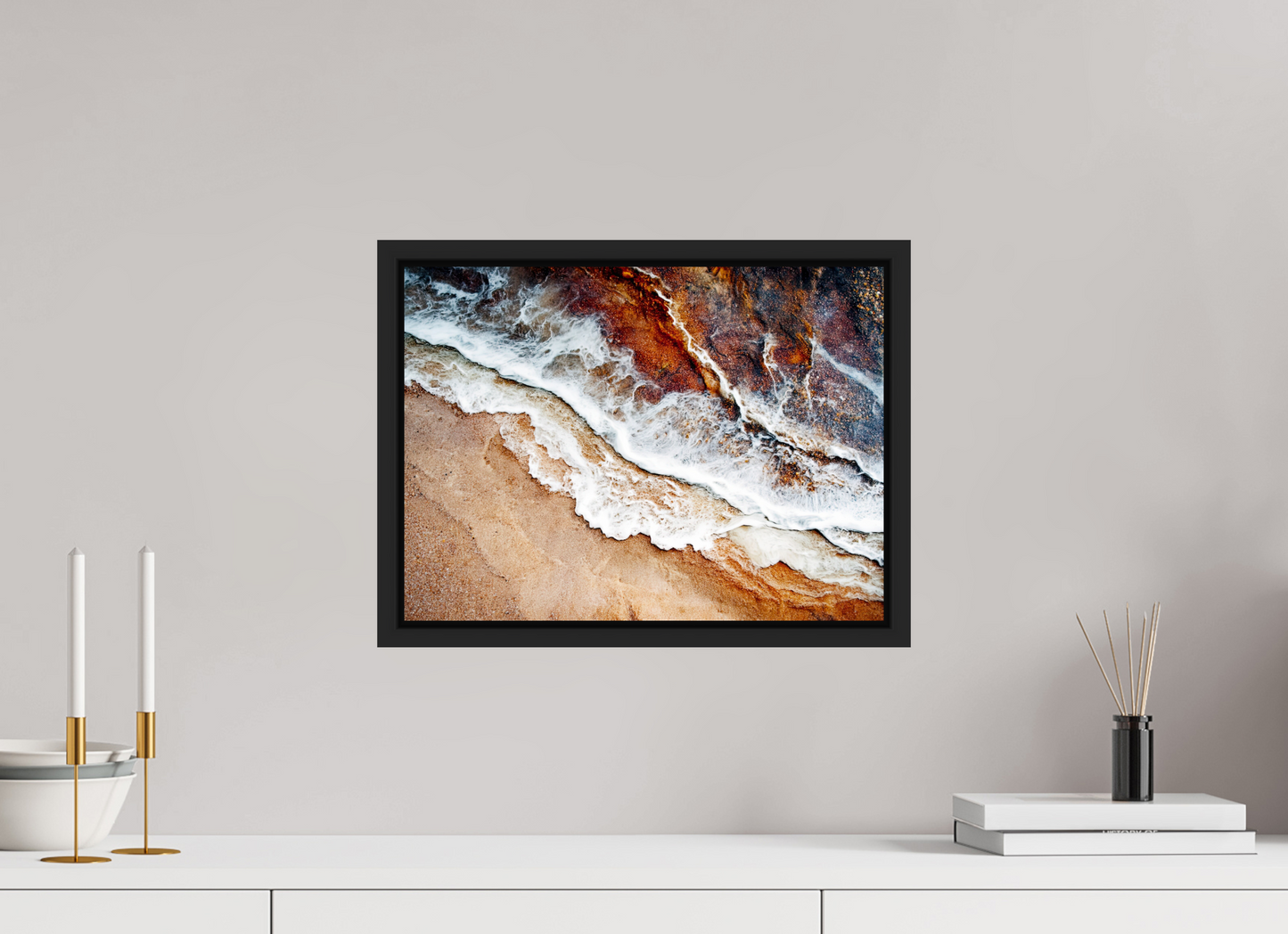 16.3 x 12″, Fine Art Print on Aluminum Dibond with Boarder Desert Water