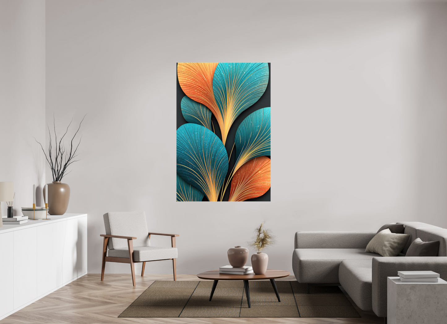 43 x 63.5″, Glossy Canvas Art Deco Flowers
