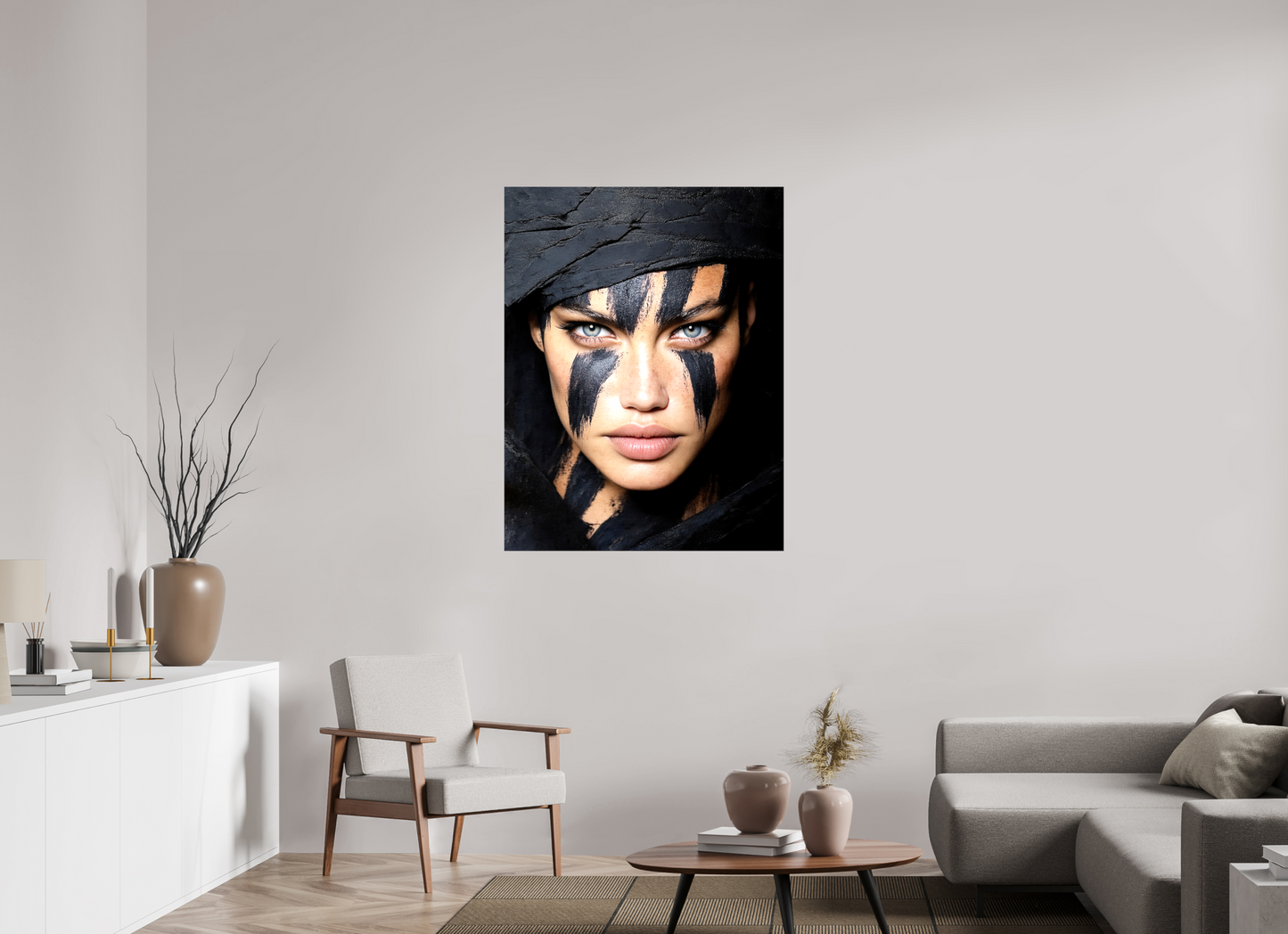 35 x 45.7″, Glossy Canvas Charcoal Woman