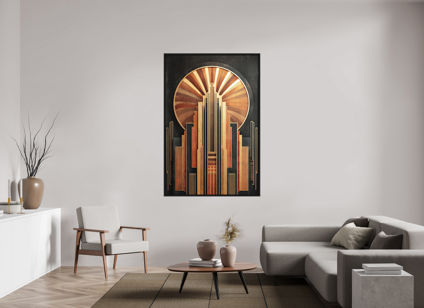 44 x 66″, Photo Print on Aluminum Backing with boarder Art Deco City 1