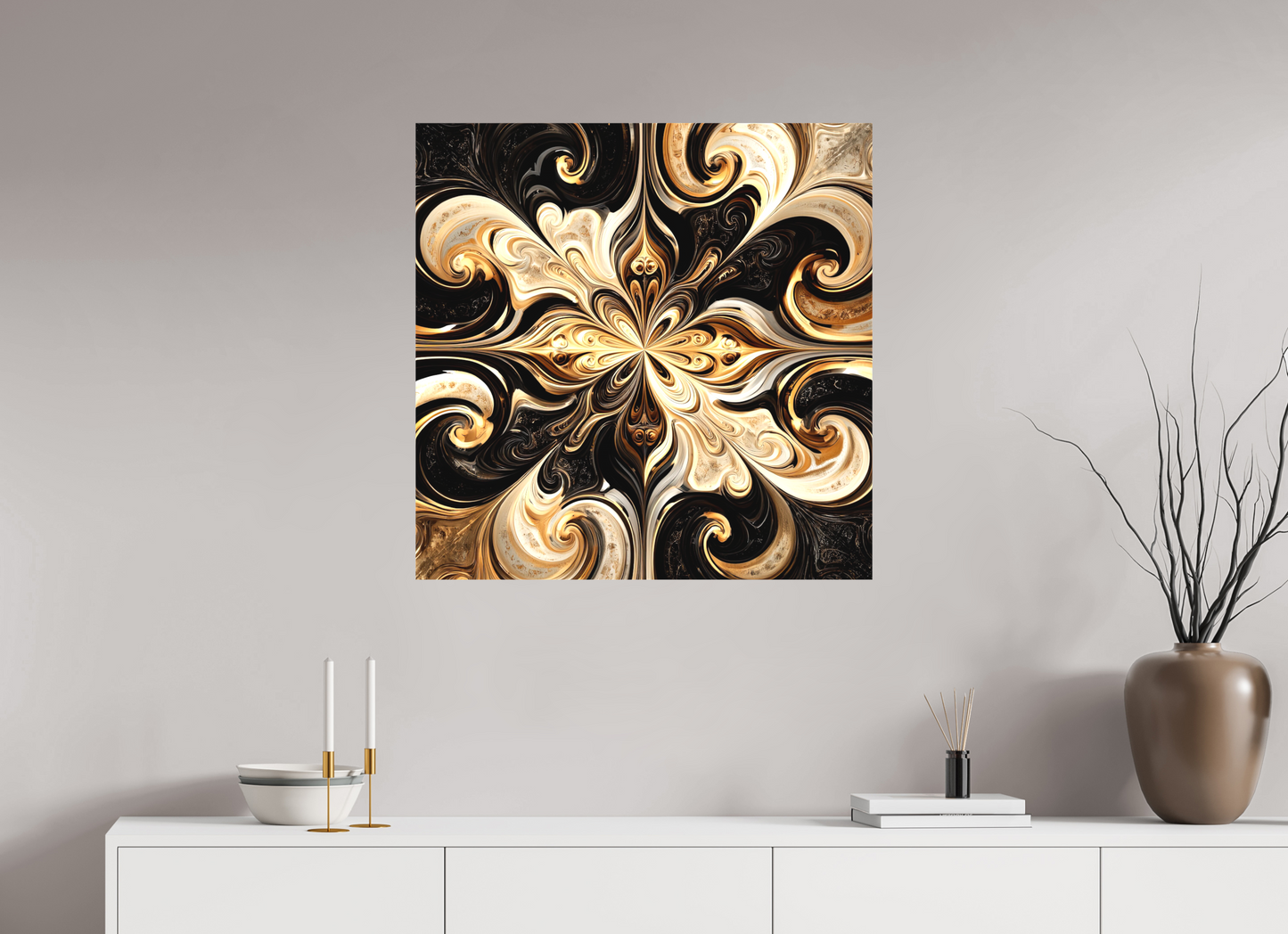 30 x 30″, Textile on Canvas Coffee & Cream