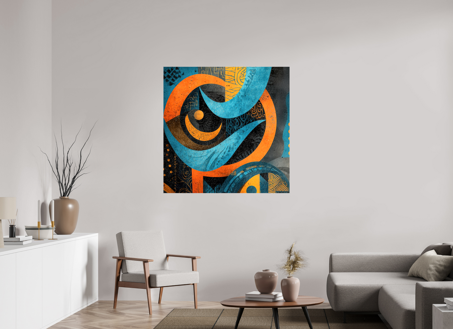 45 x 45″, Glossy Canvas Abstract Tribal 2