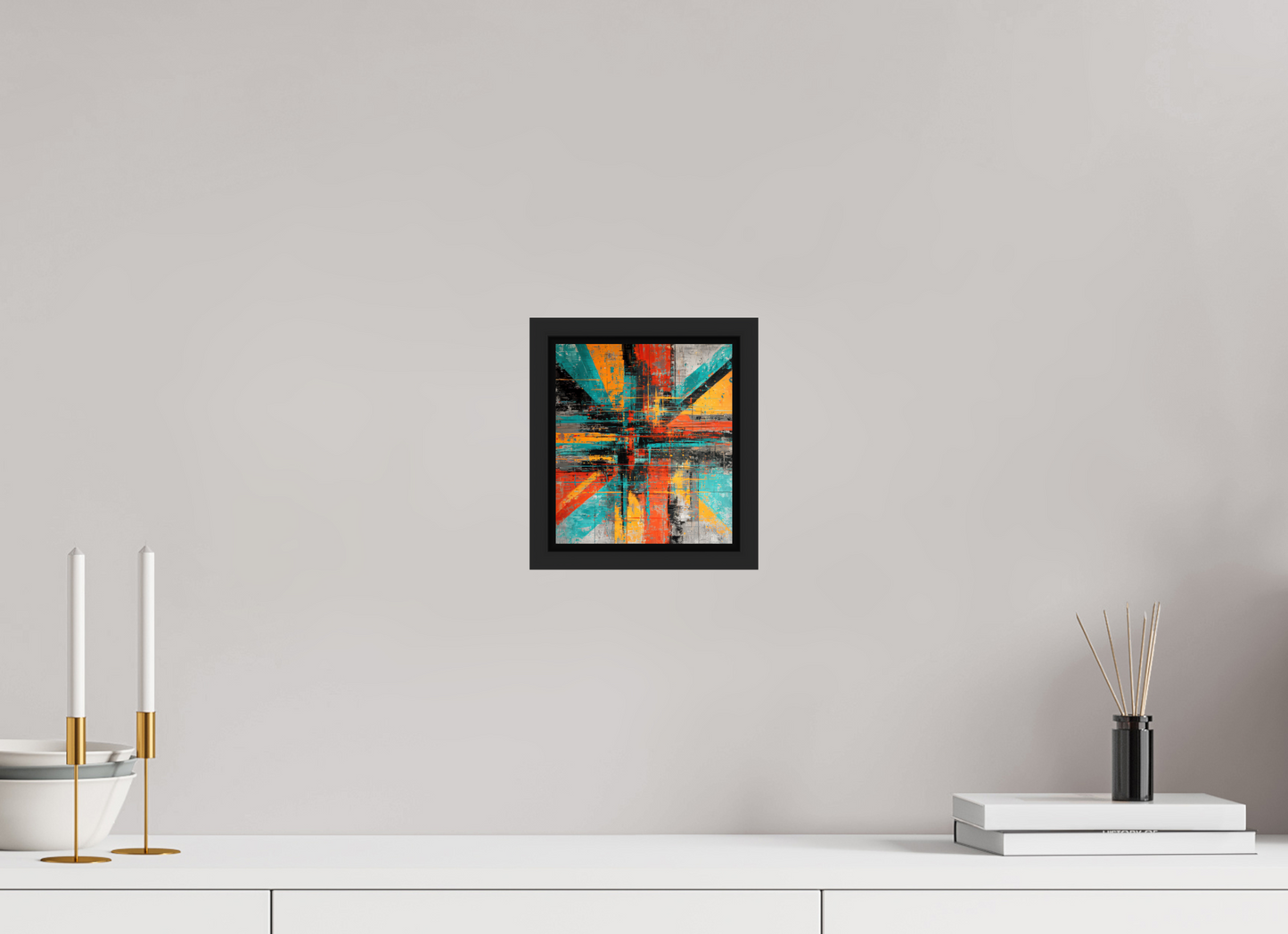 6 x 6.8″, Fine Art Print on Aluminum Dibond with Boarder Abstract Paint Lines