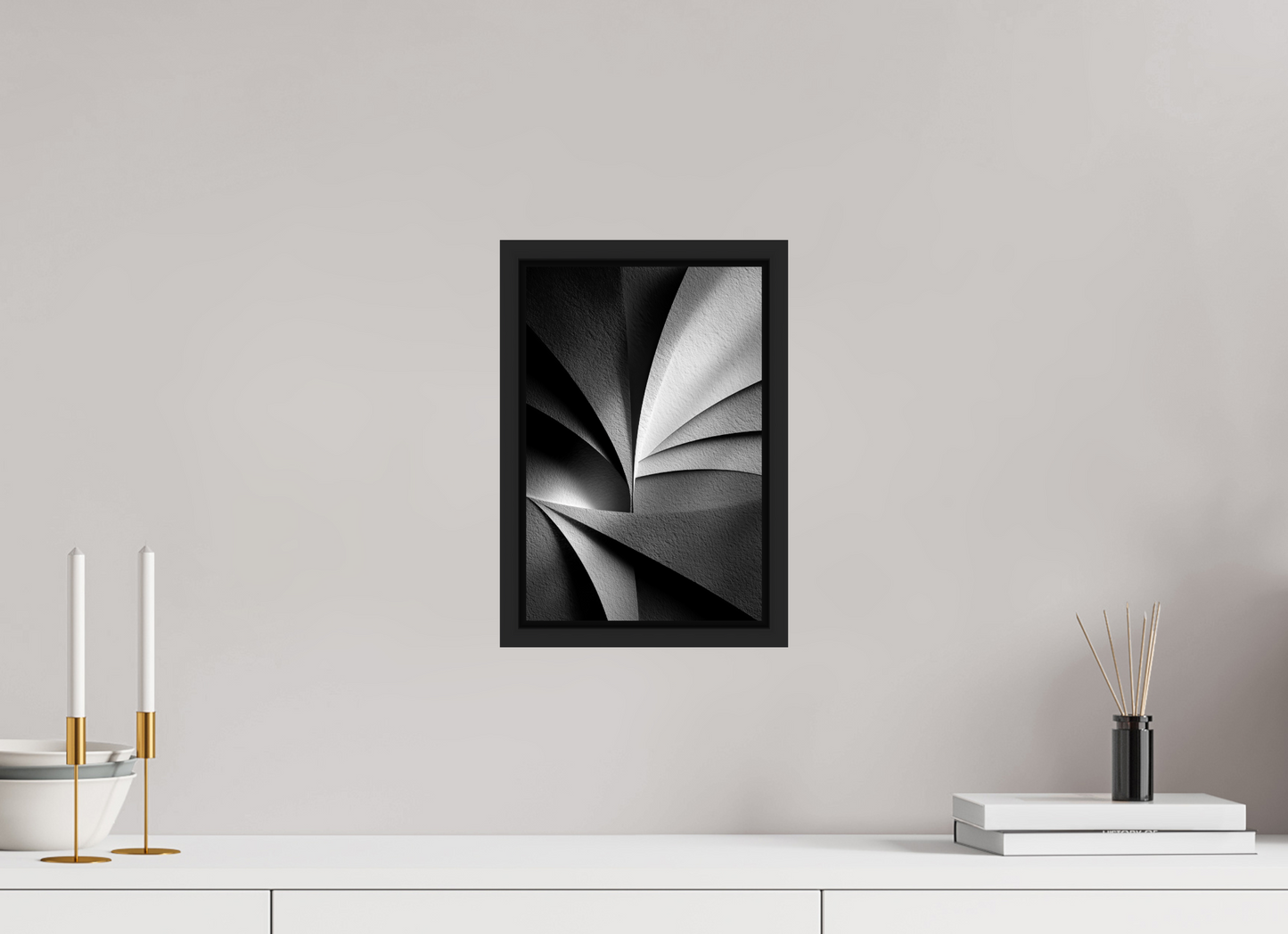 8 x 12″, Fine Art Print on Aluminum Dibond with Boarder Abstract B&W 1