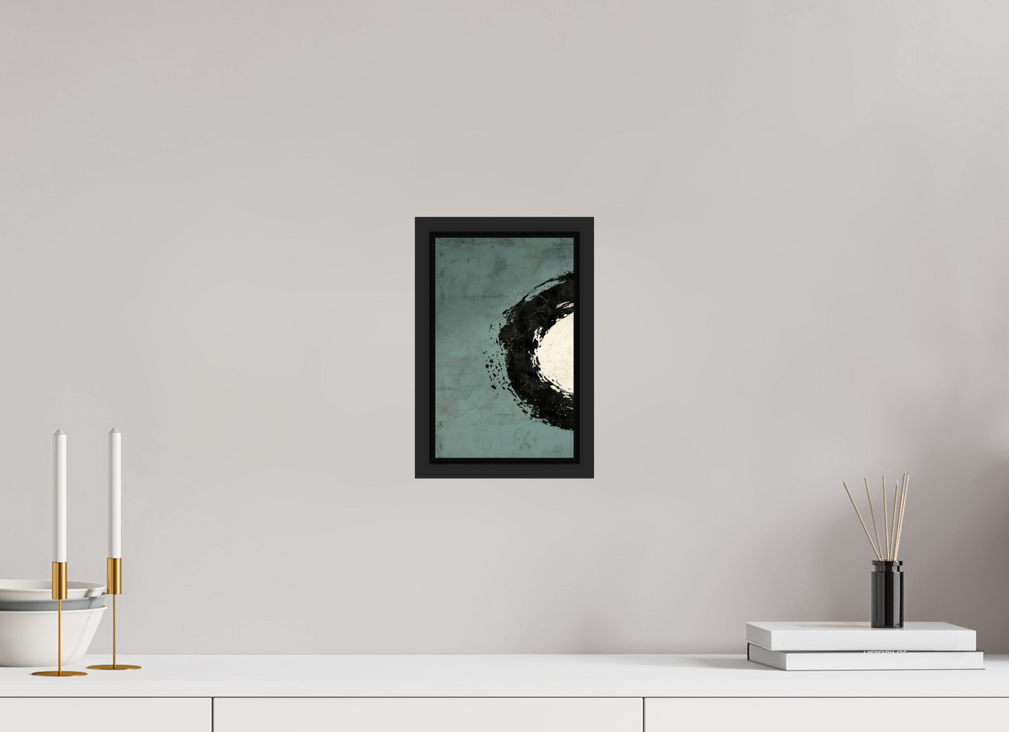 6 x 9.5″, Fine Art Print on Aluminum Dibond with Boarder Abstract Paint Brush Circle Left