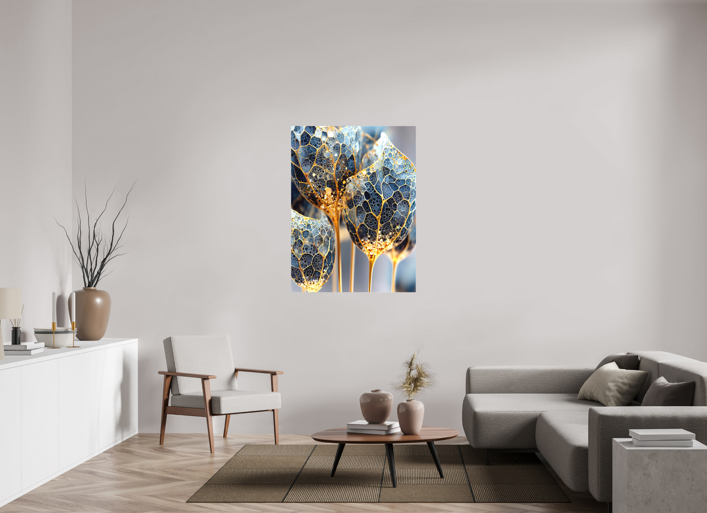 36 x 48″, Textile on Canvas Luxury Glass Flowers