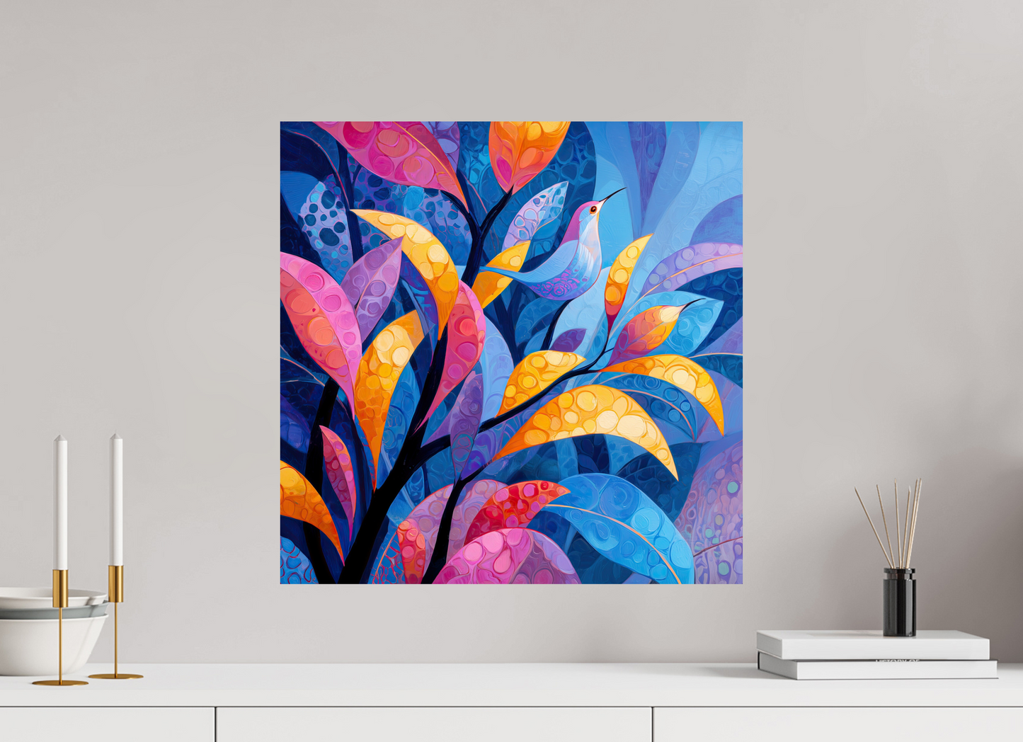20 x 20″, Fine Art Print On Aluminum Dibond Tropical Bird