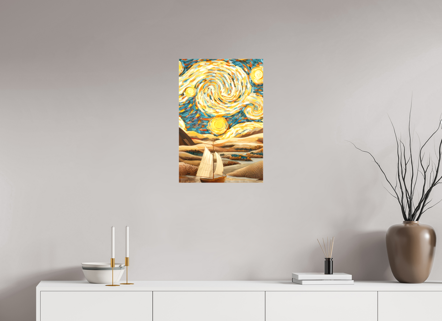 16 x 23.6″, Glossy Canvas Starry Night Desert