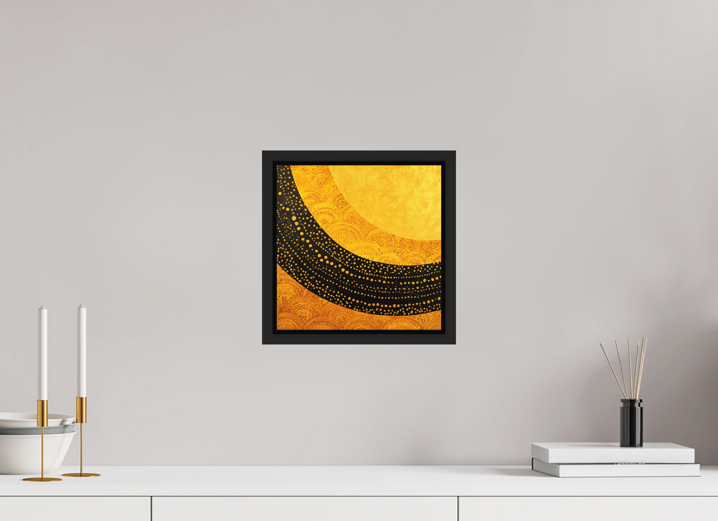 10 x 10″, Photo Print on Aluminum Backing with boarder Art Deco Sun