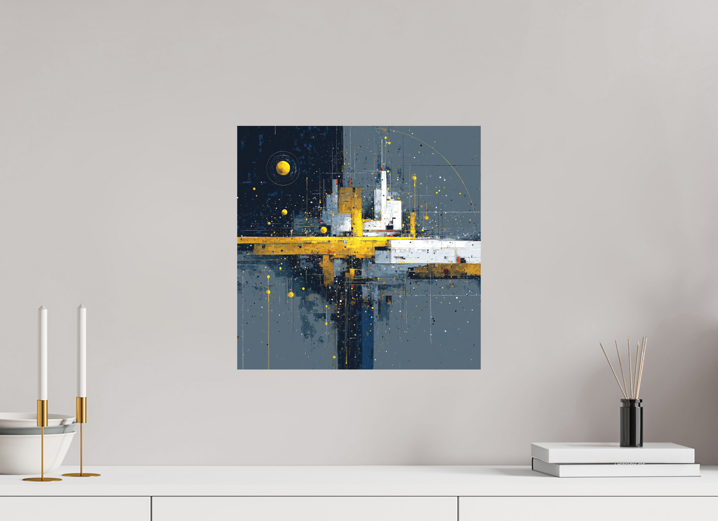 15 x 15″, Photo Print on Aluminum Backing Abstract City