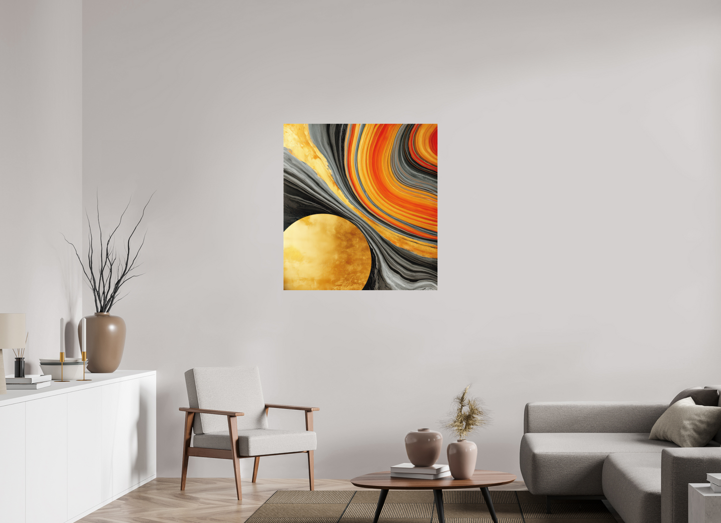 35 x 37.8″, Photo Print on Aluminum Backing Abstract Gold Geode