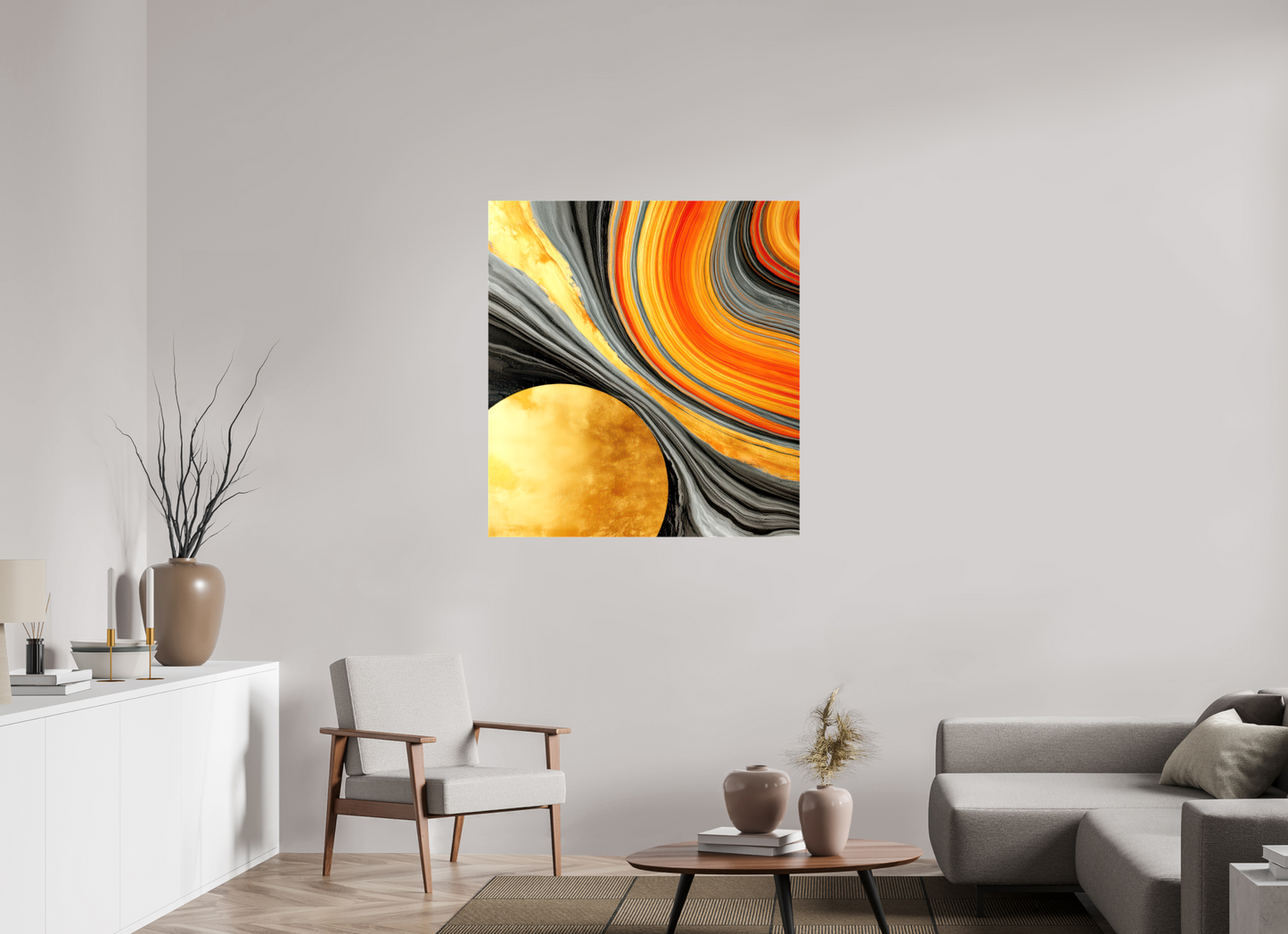 39 x 42.2″, Glossy Canvas Abstract Gold Geode