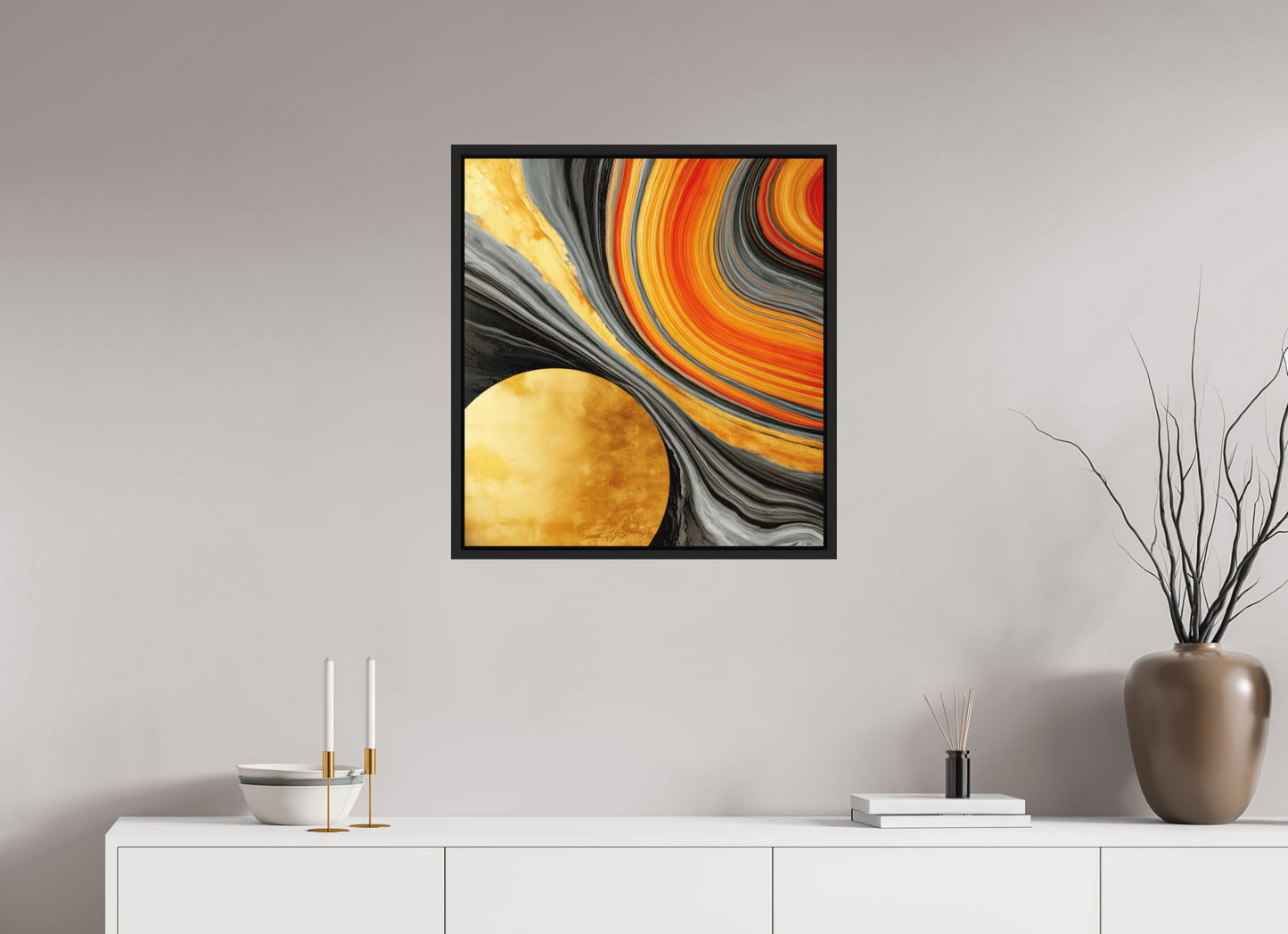 24 x 25.9″, Photo Print on Aluminum Backing with boarder Abstract Gold Geode