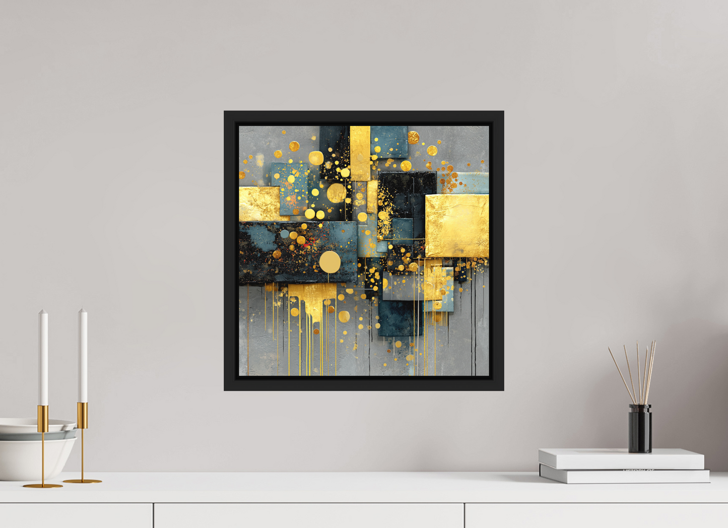15 x 15″, Photo Print on Aluminum Backing with boarder Abstract Gold