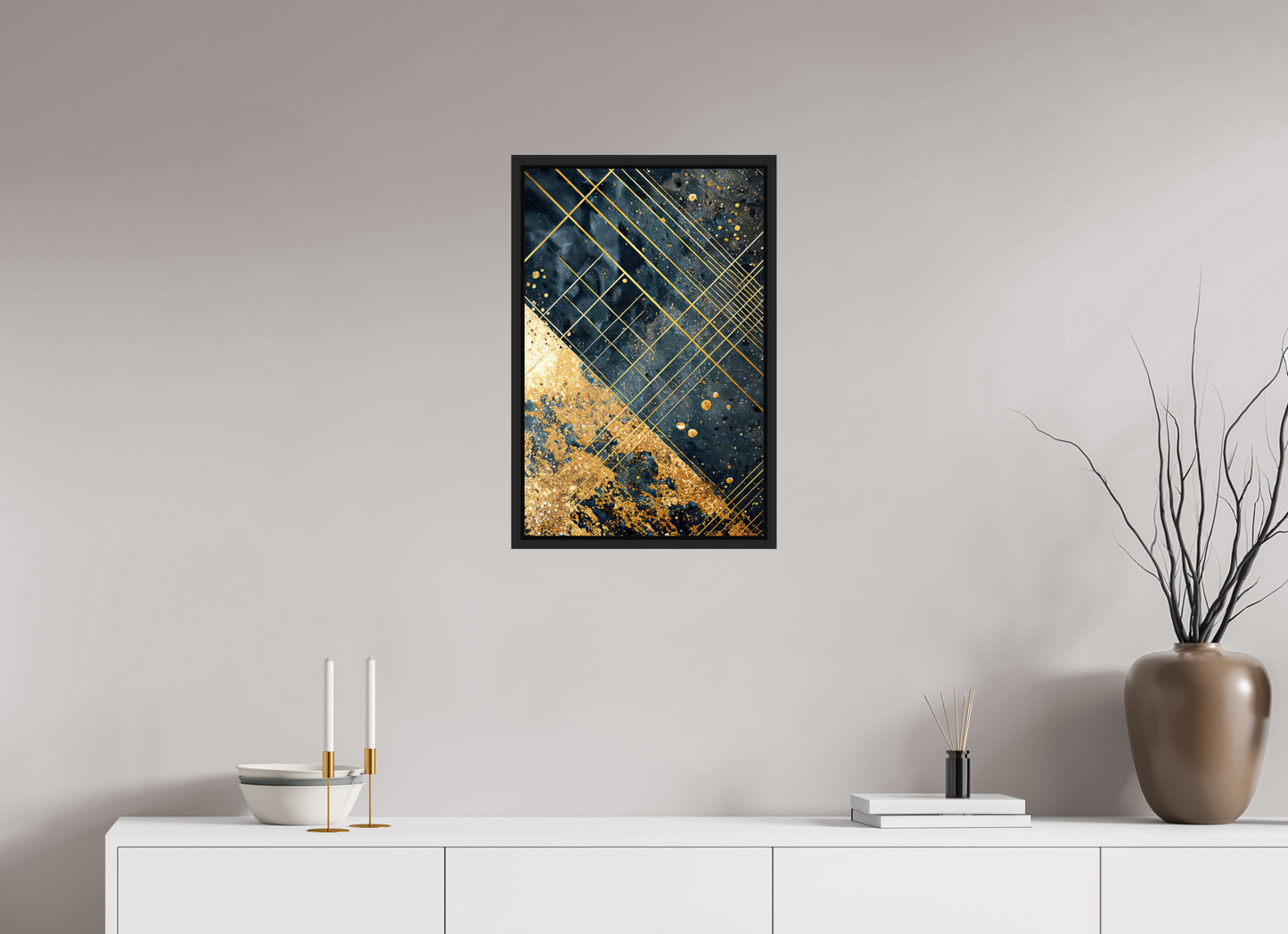 16 x 24.6″, Fine Art Print on Aluminum Dibond with Boarder Art Deco Gold Lines