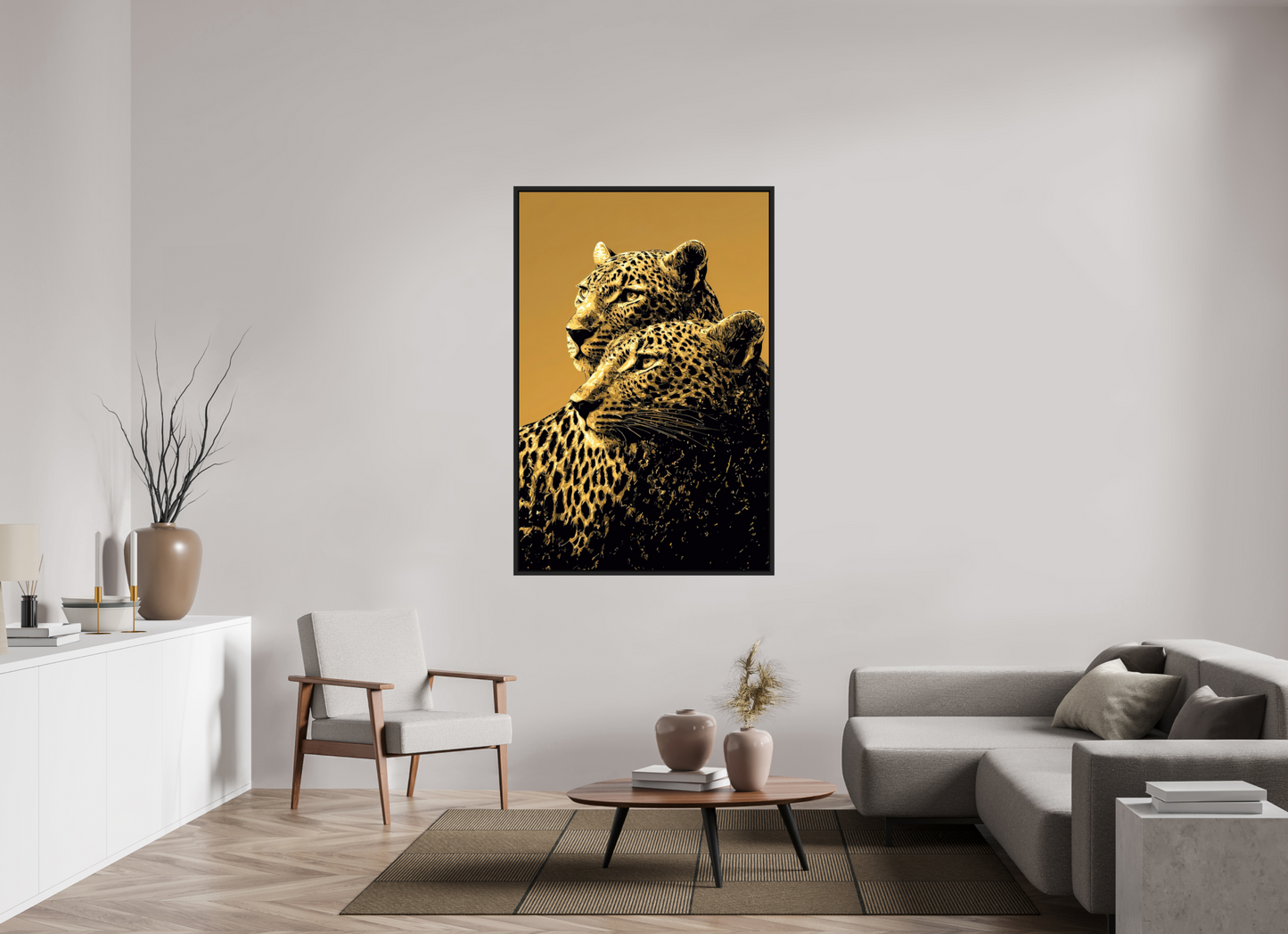 40 x 60.6″, Fine Art Print on Aluminum Dibond with Boarder Desert Cheetahs