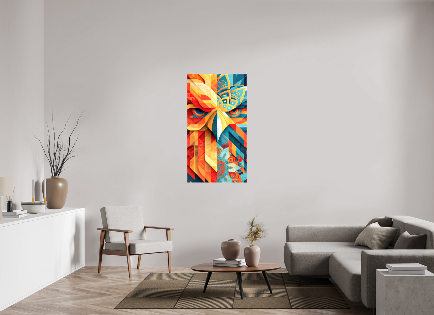 28 x 50.9″, Glossy Canvas Abstract Warm & Cold Eagle
