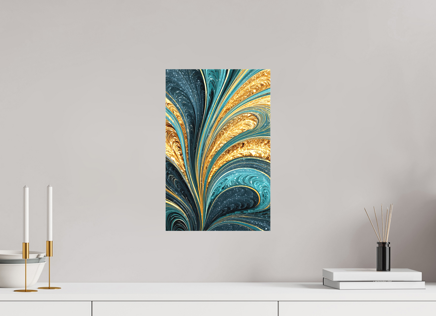 10 x 15.6″, Textile on Canvas Art Deco Swirl