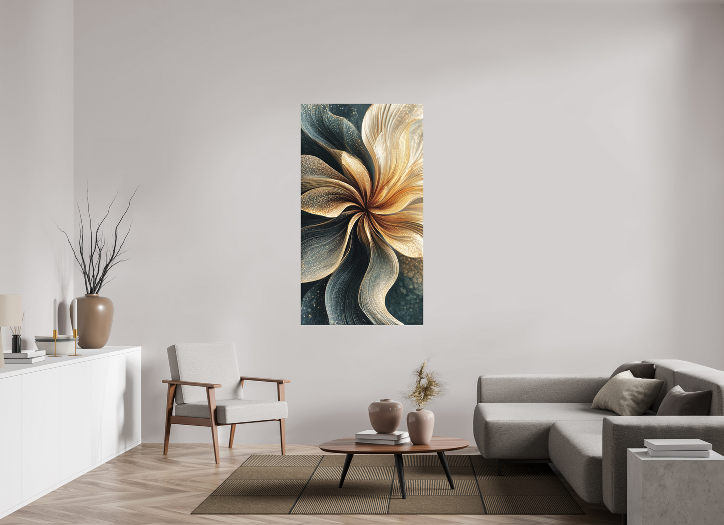 35 x 63.2″, Photo Print on Aluminum Backing Abstract Flower Swirl