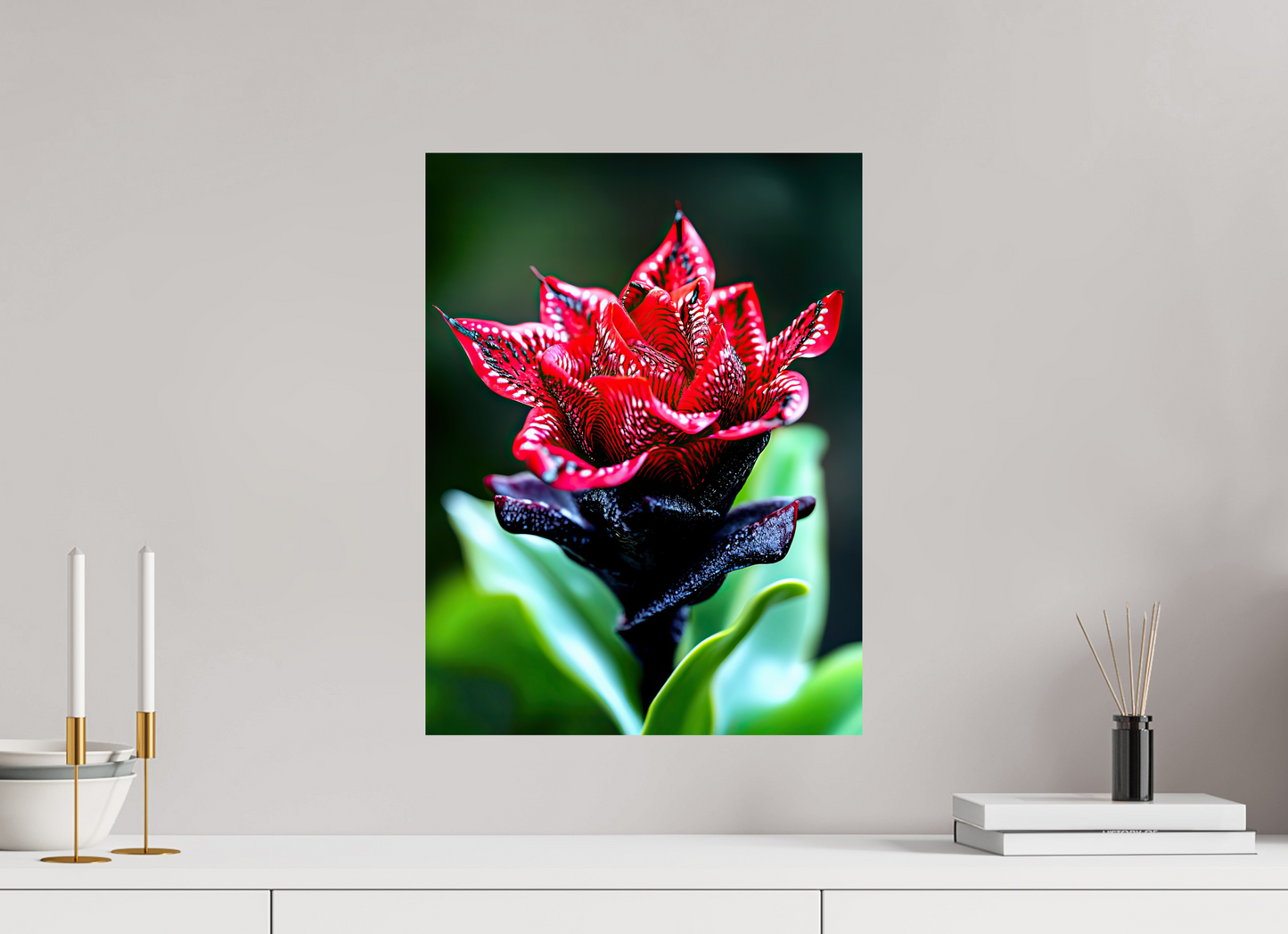 15 x 20″, Fine Art Print On Aluminum Dibond Red Zebra Flower
