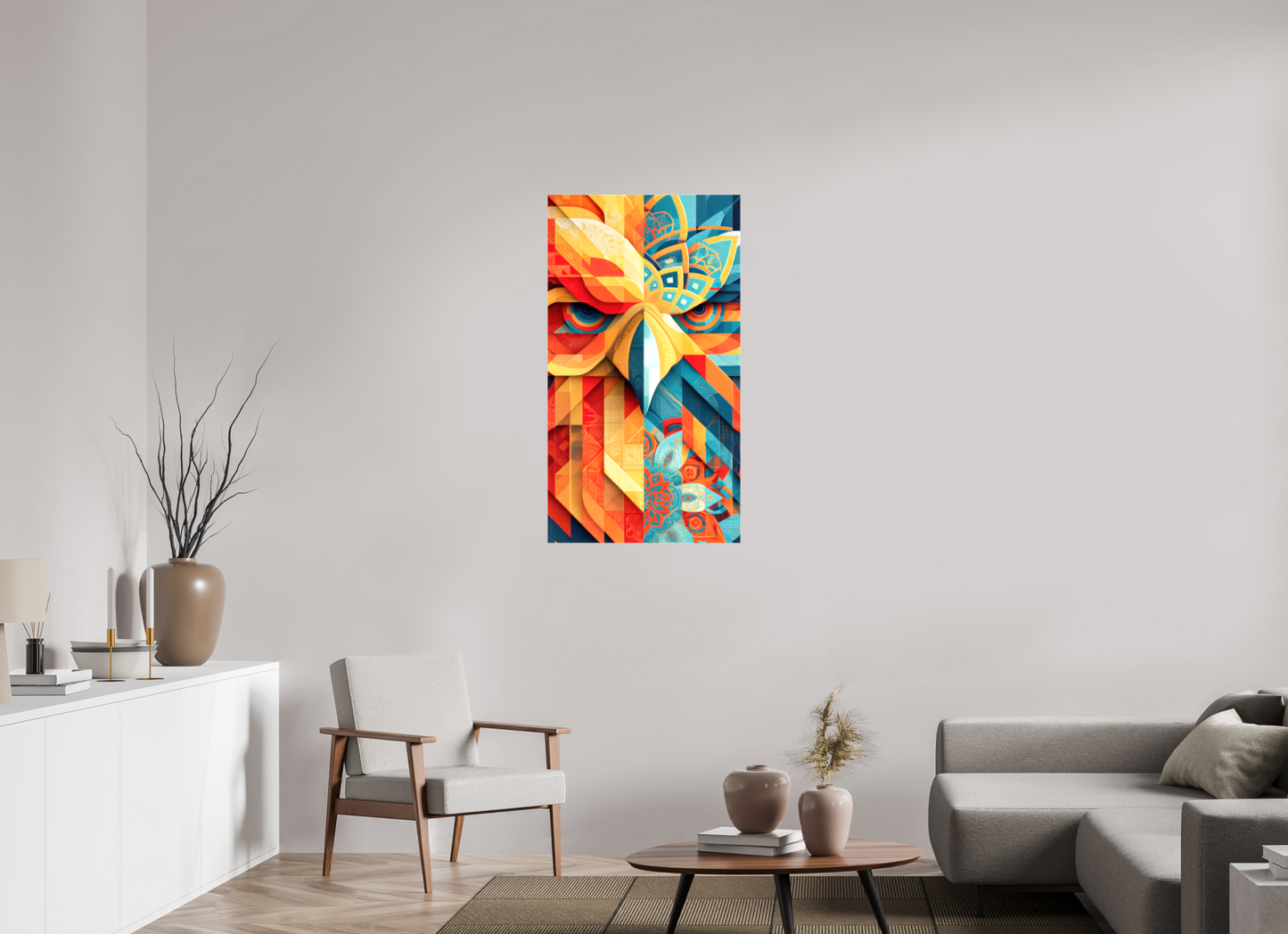 24 x 43.7″, Glossy Canvas Abstract Warm & Cold Eagle