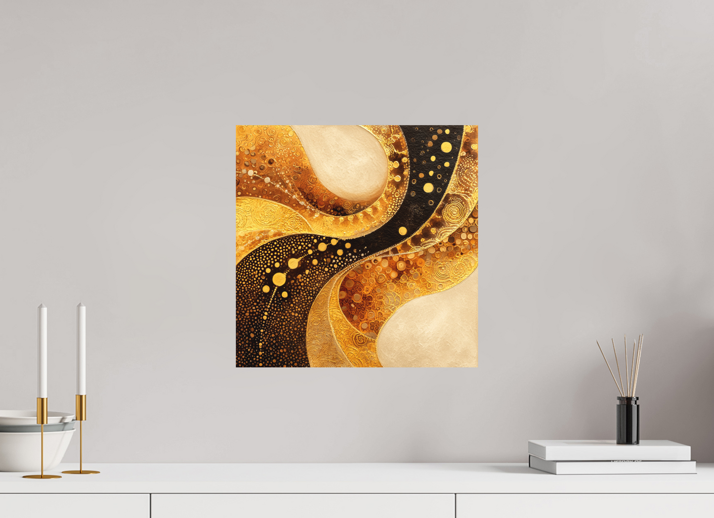 15 x 15″, Photo Print on Aluminum Backing Gold Texture Swirl