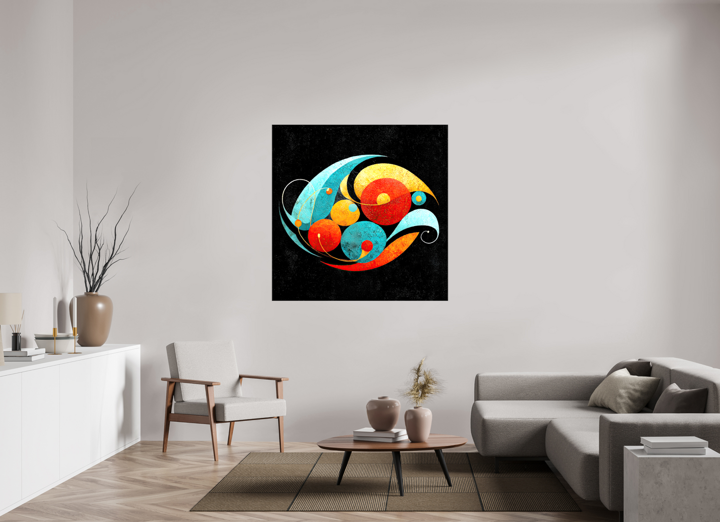 50 x 50″, Glossy Canvas Abstract Olives