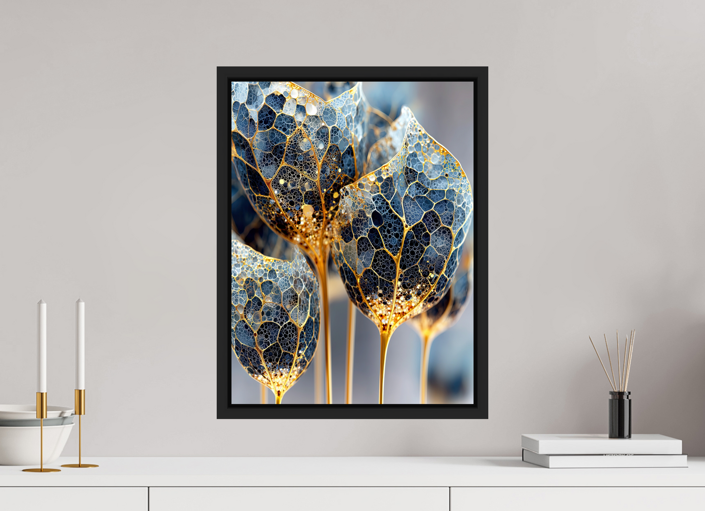 15 x 20″, Fine Art Print on Aluminum Dibond with Boarder Luxury Glass Flowers