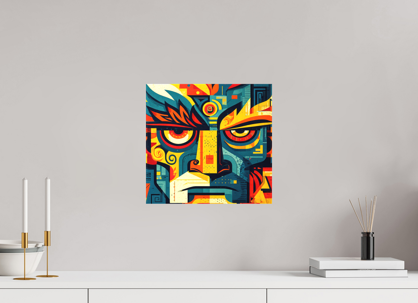 12.6 x 12″, Textile on Canvas Urban Tribal 3