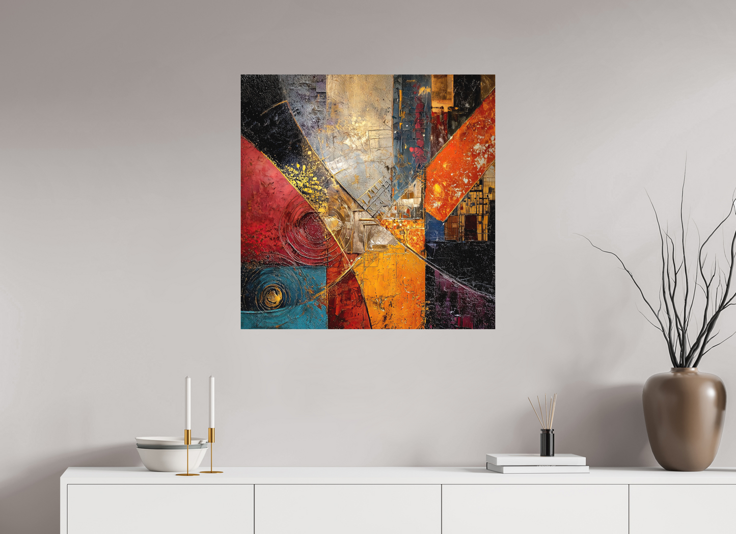 30 x 30″, Photo Print on Aluminum Backing Abstract Cracked Paint