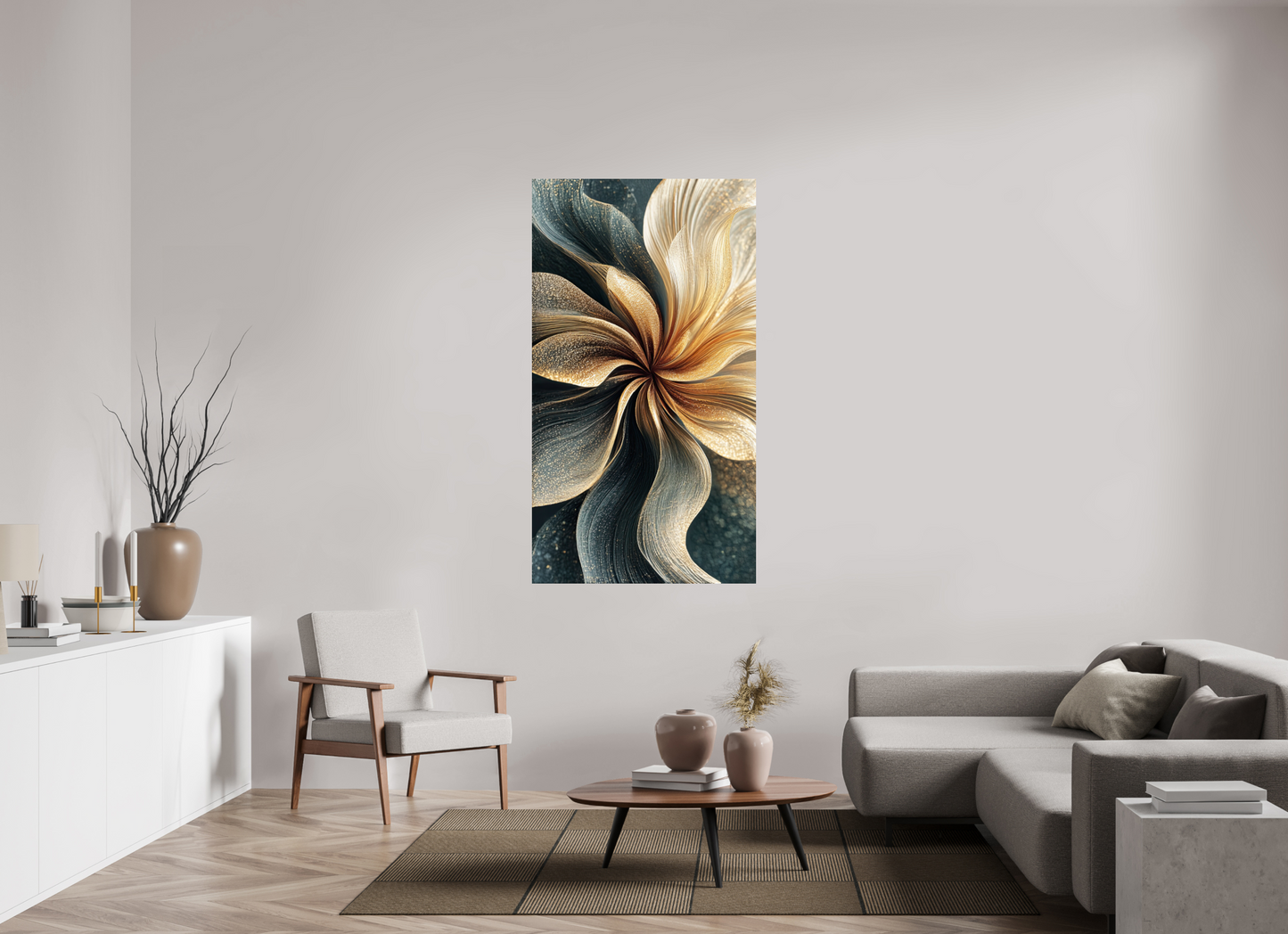 36 x 65″, Fine Art Print On Aluminum Dibond Abstract Flower Swirl
