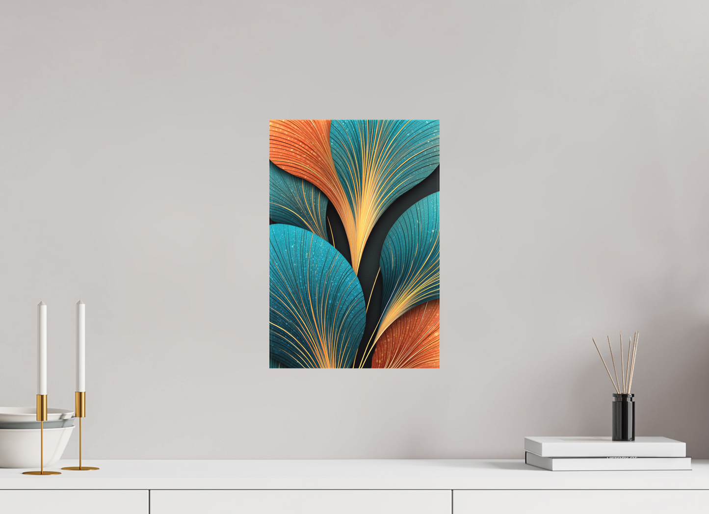 10 x 14.8″, Textile on Canvas Art Deco Flowers