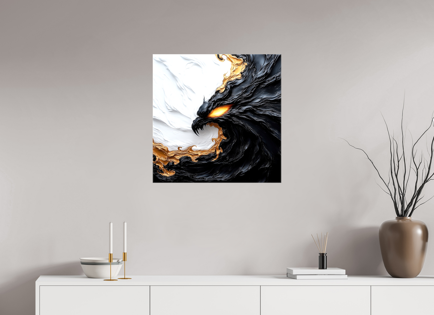 25 x 25″, Glossy Canvas Yin Yang Bird