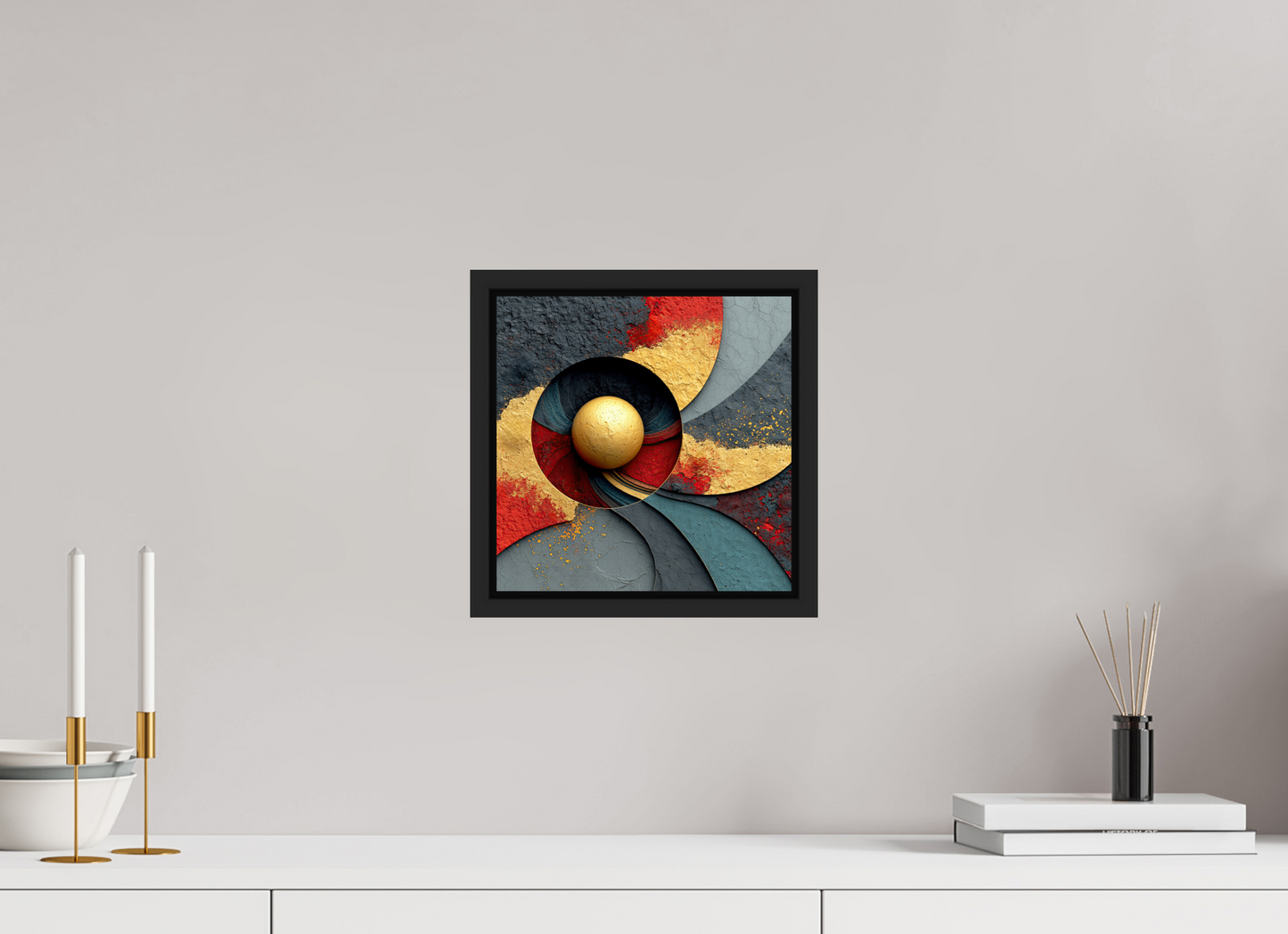 10 x 10″, Fine Art Print on Aluminum Dibond with Boarder Gold Ball