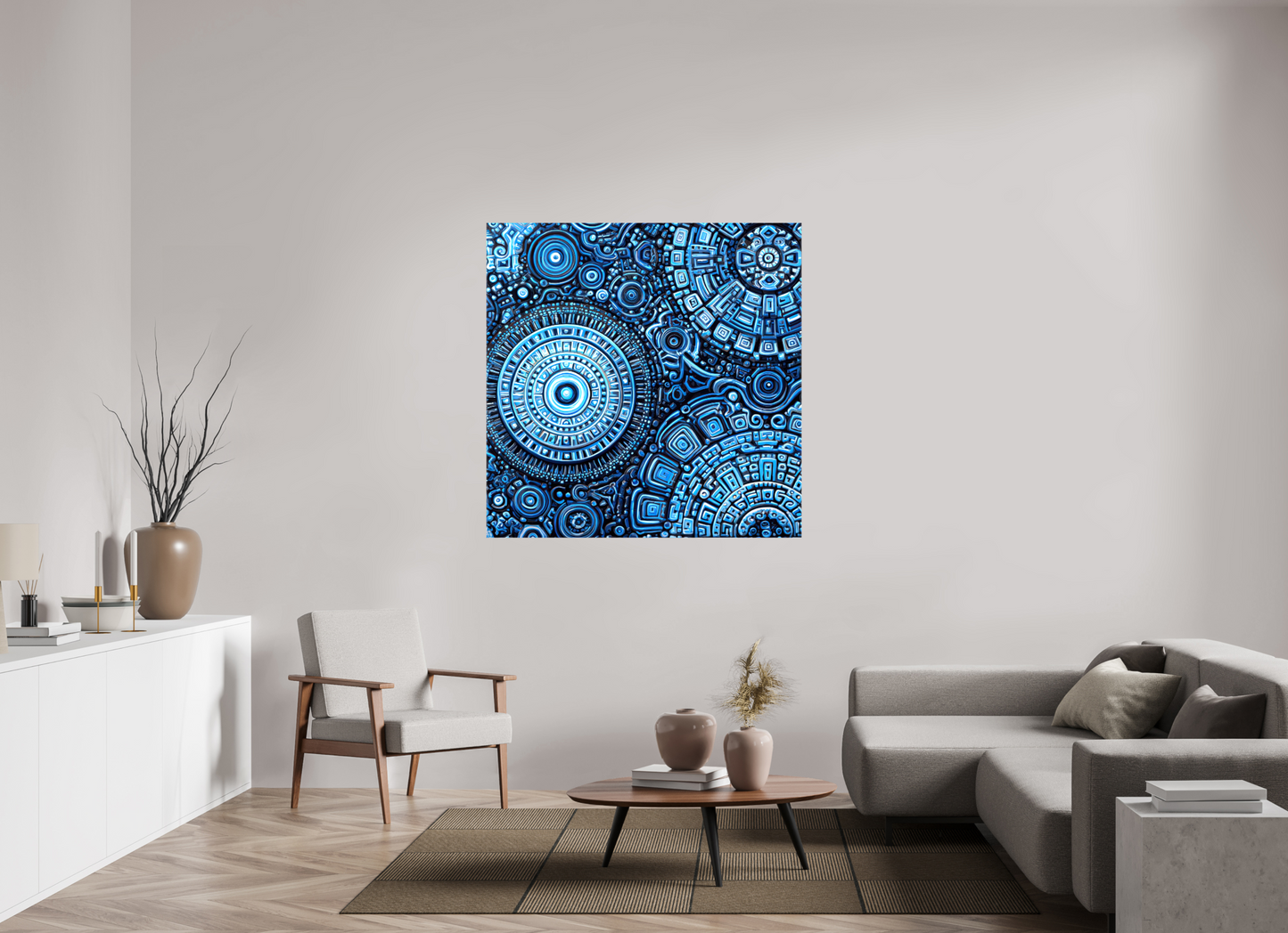 50 x 50″, Glossy Canvas Ancient Blue