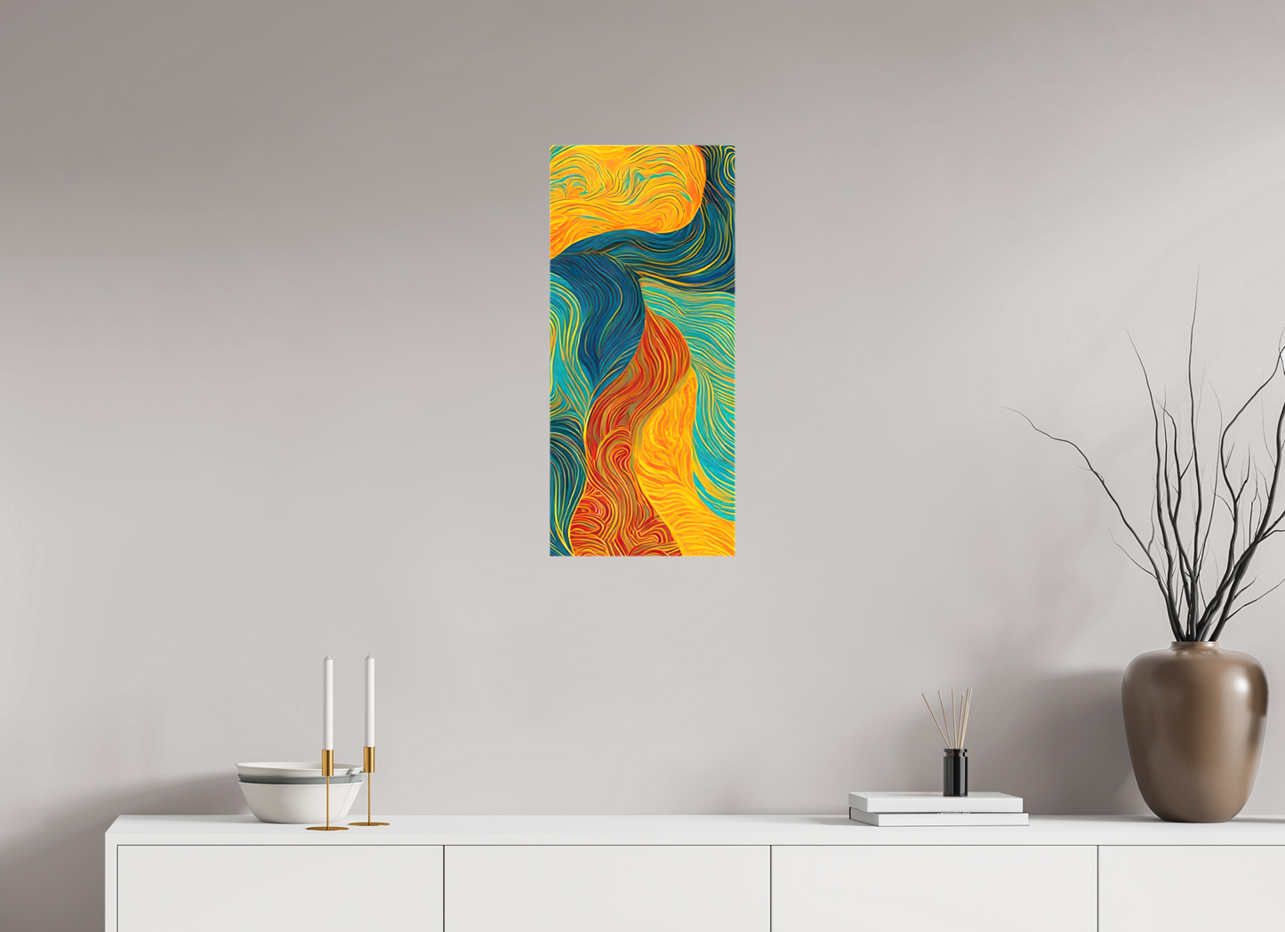 12 x 27″, Glossy Canvas Abstract Colorful Clouds