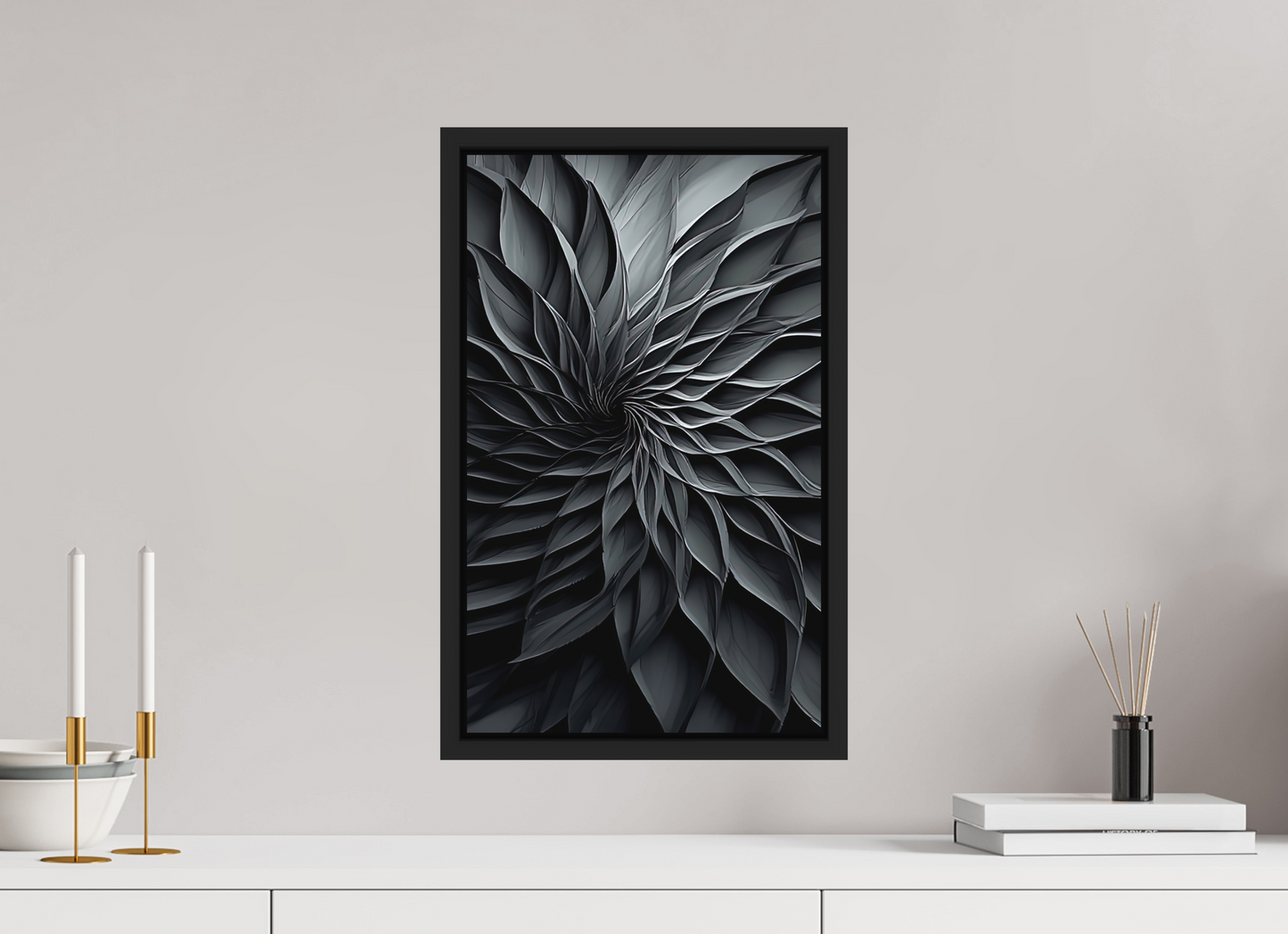 12 x 19.6″, Photo Print on Aluminum Backing with boarder Dark Flower 2